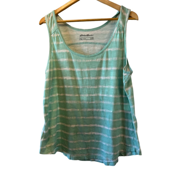 Eddie Bauer Tops - EDDIE BAUER Teal Striped Tie Dye Sleeveless Scoop Neck Casual Tank Top XL
